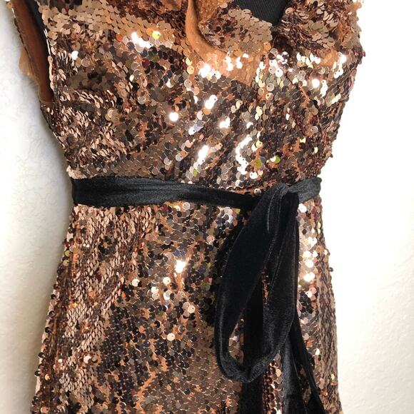 Free People copper bronze sequin open back dress size 4 - Picture 6 of 16
